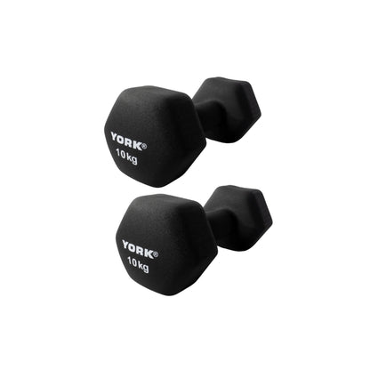 York Barbell 2 x 10kg Neo Hex Dumbbells Bundle