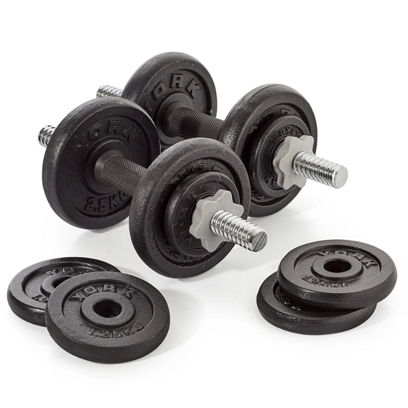 York Fitness 20 KG Black Cast Iron Dumbbell Set