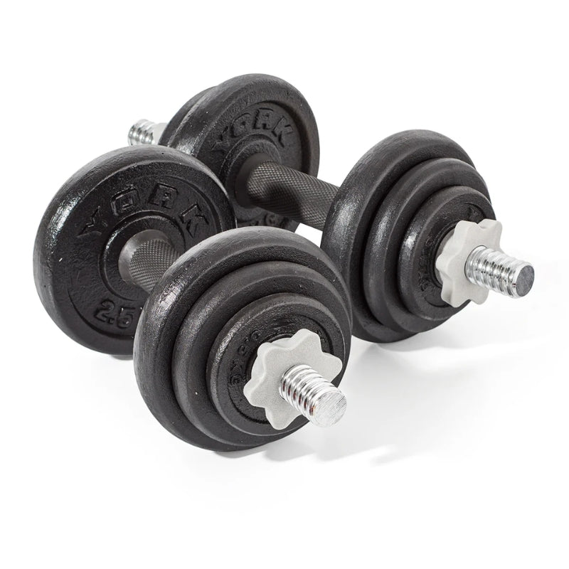 York Fitness 20 KG Black Cast Iron Dumbbell Set