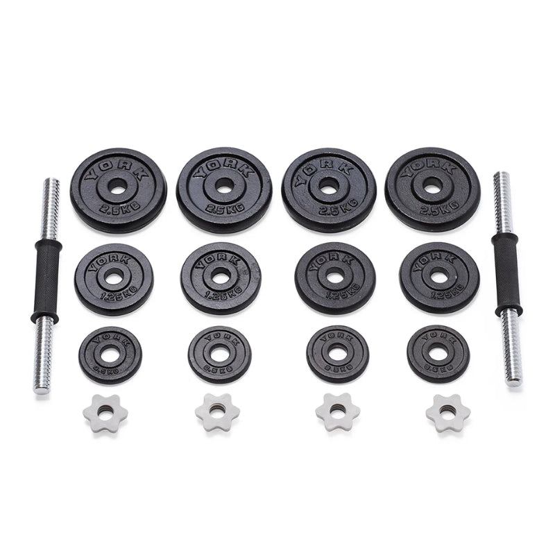 York Fitness 20 KG Black Cast Iron Dumbbell Set